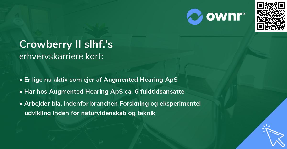 Crowberry II slhf.'s erhvervskarriere kort