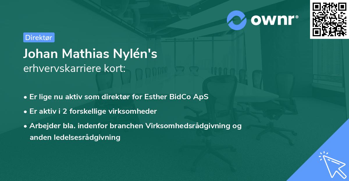 Johan Mathias Nylén's erhvervskarriere kort