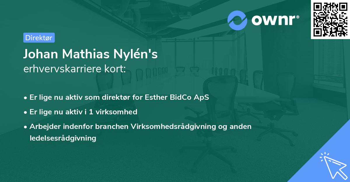 Johan Mathias Nylén's erhvervskarriere kort