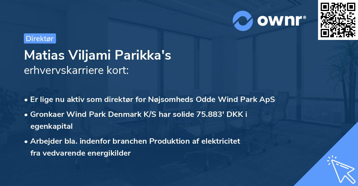 Matias Viljami Parikka's erhvervskarriere kort