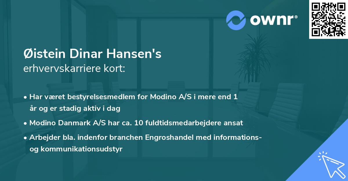 Øistein Dinar Hansen's erhvervskarriere kort