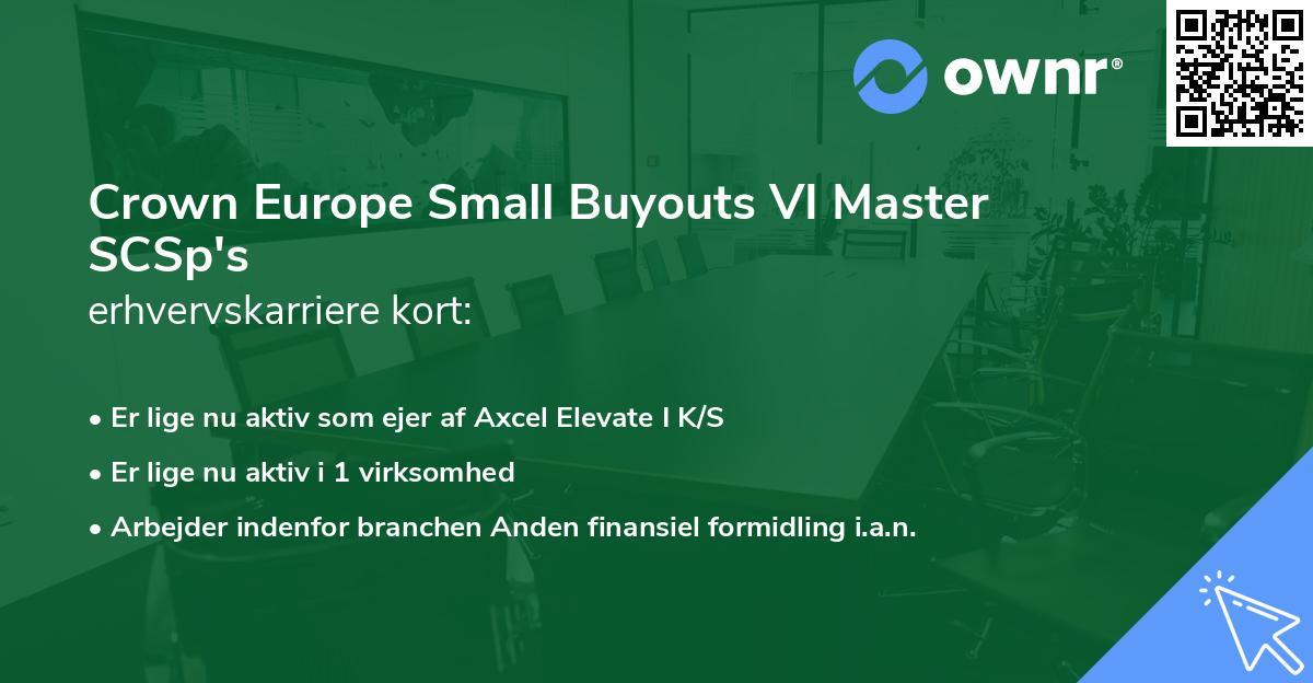 Crown Europe Small Buyouts VI Master SCSp's erhvervskarriere kort
