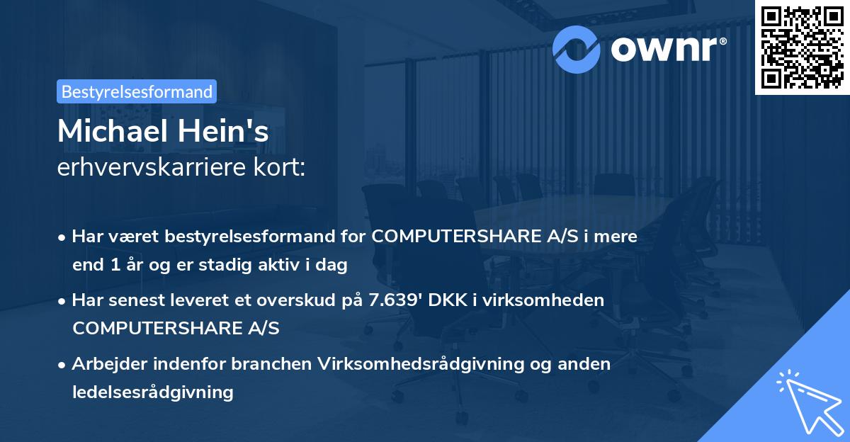 Michael Hein's erhvervskarriere kort