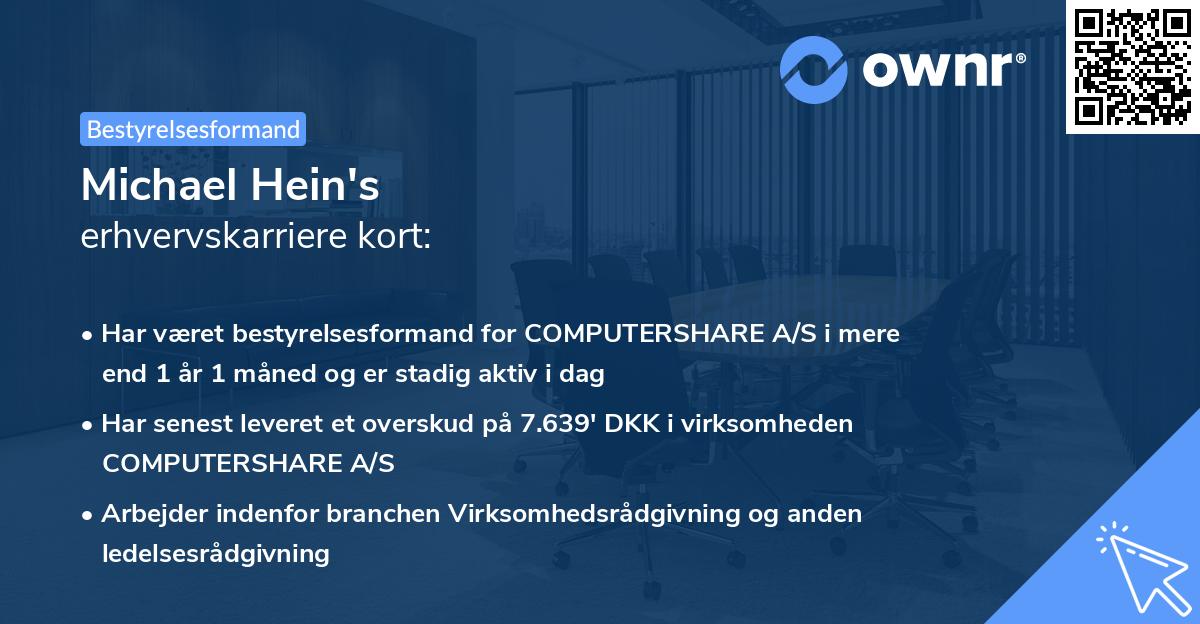 Michael Hein's erhvervskarriere kort