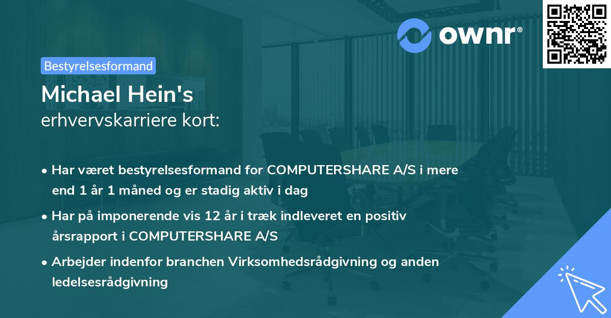 Michael Hein's erhvervskarriere kort