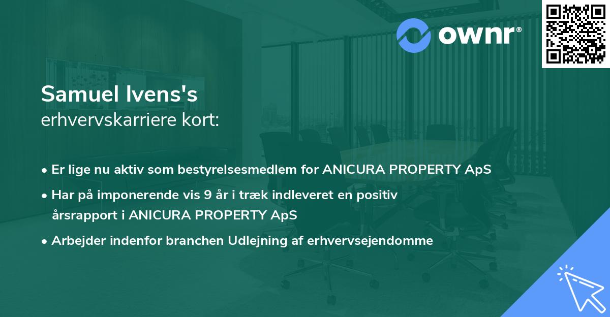 Samuel Ivens's erhvervskarriere kort