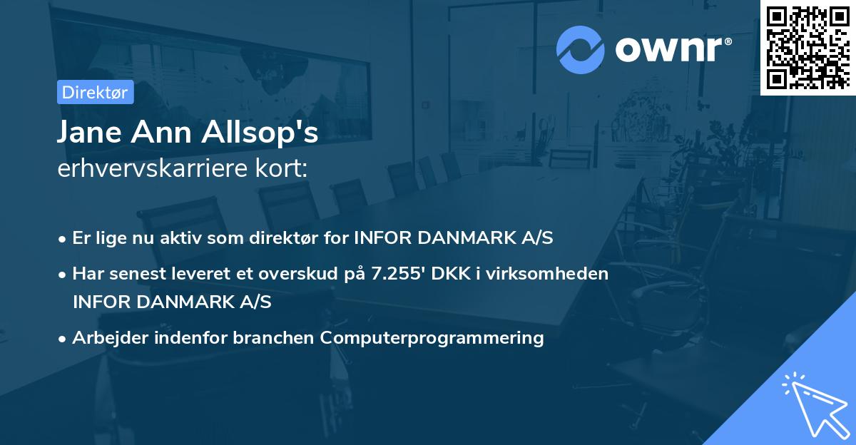 Jane Ann Allsop's erhvervskarriere kort