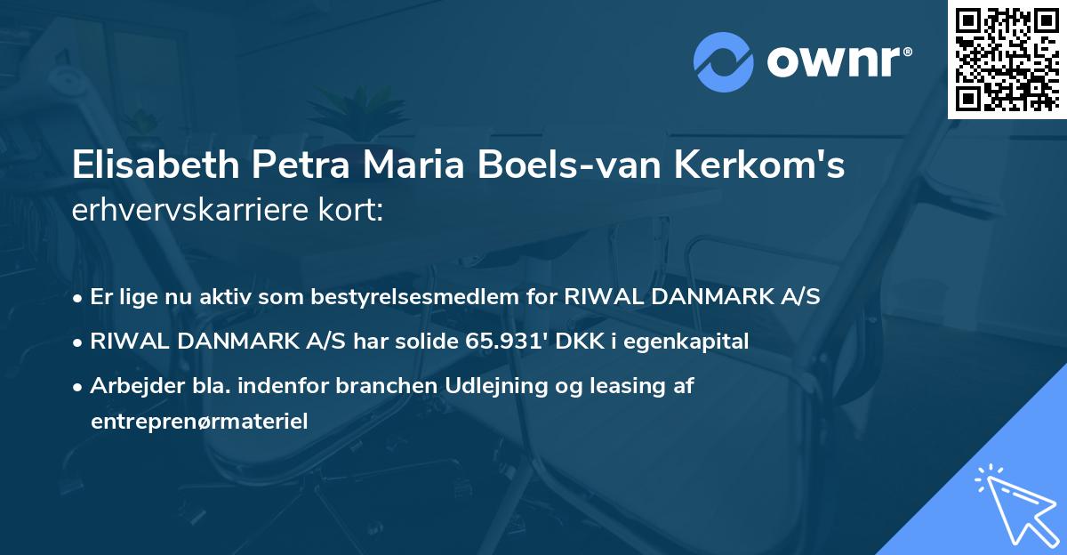 Elisabeth Petra Maria Boels-van Kerkom's erhvervskarriere kort