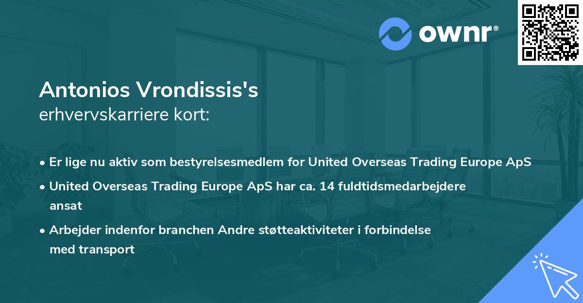 Antonios Vrondissis's erhvervskarriere kort