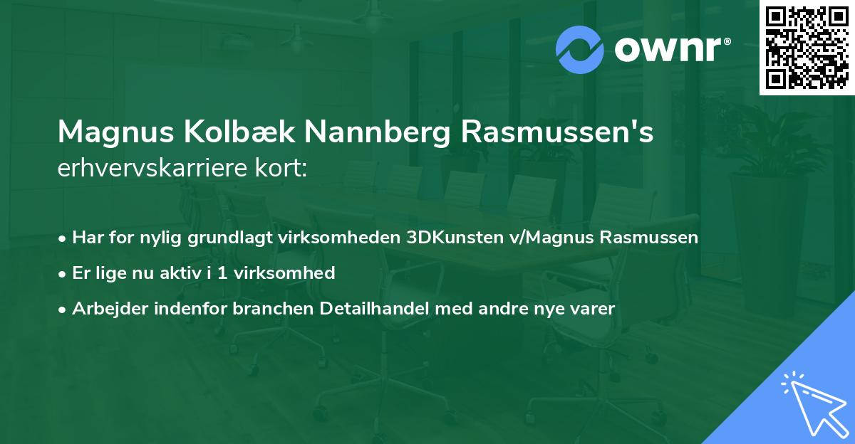 Magnus Kolbæk Nannberg Rasmussen's erhvervskarriere kort