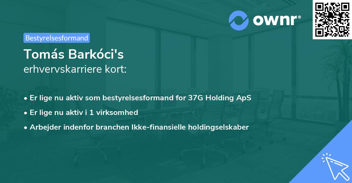 Tomás Barkóci's erhvervskarriere kort
