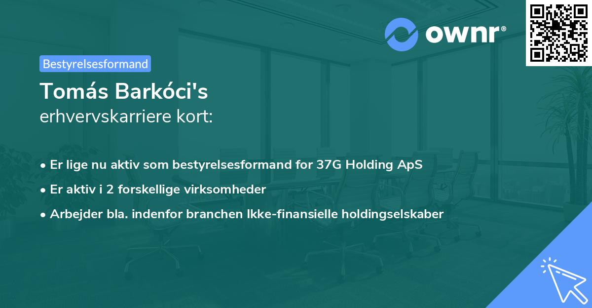 Tomás Barkóci's erhvervskarriere kort
