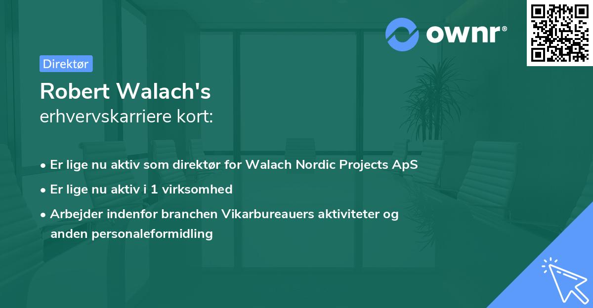 Robert Walach's erhvervskarriere kort