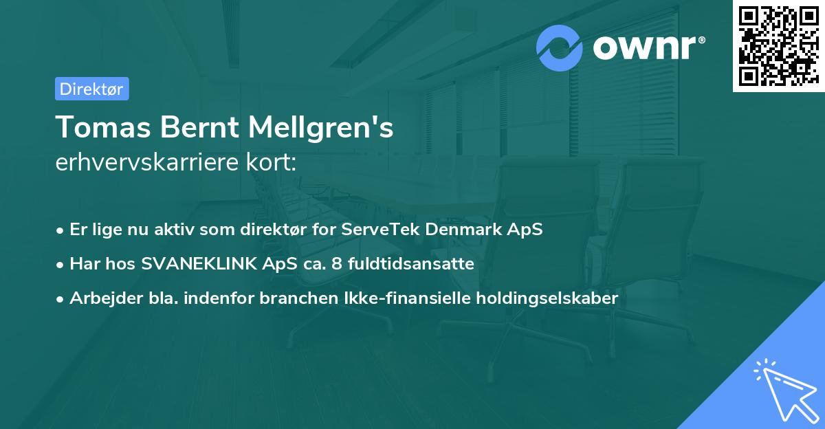 Tomas Bernt Mellgren's erhvervskarriere kort