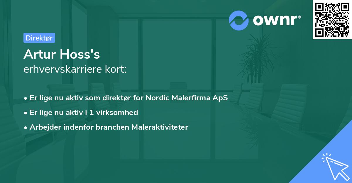 Artur Hoss's erhvervskarriere kort