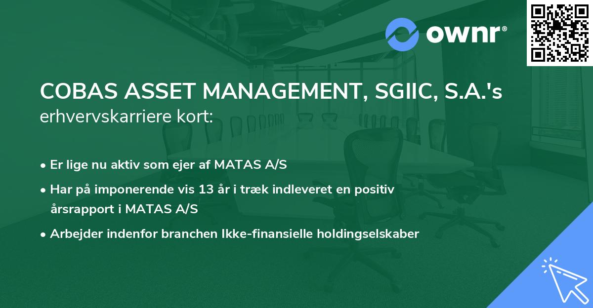 COBAS ASSET MANAGEMENT, SGIIC, S.A.'s erhvervskarriere kort