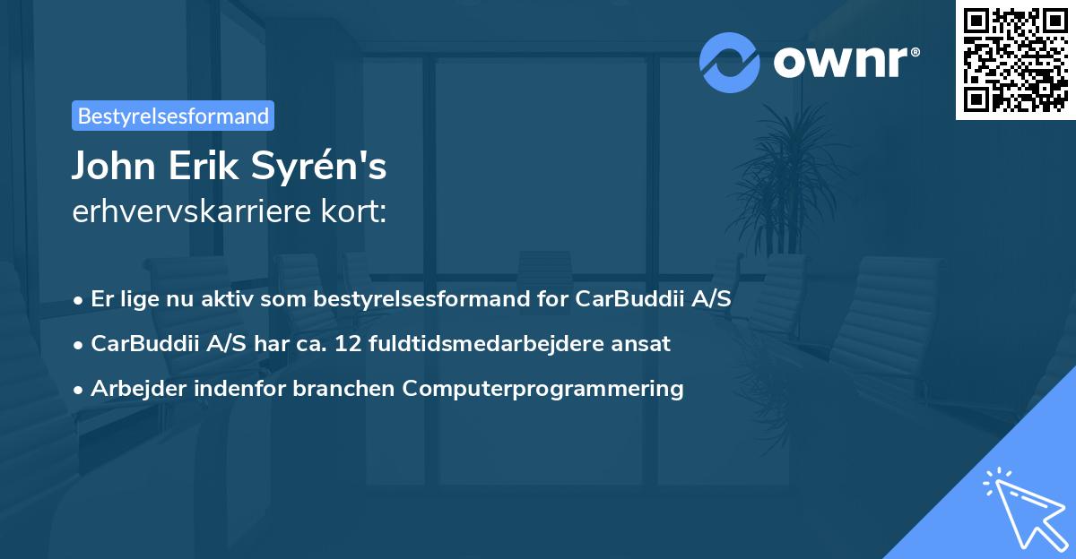 John Erik Syrén's erhvervskarriere kort