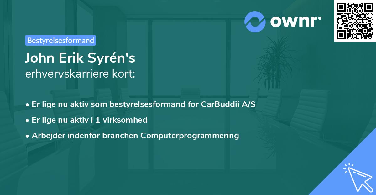 John Erik Syrén's erhvervskarriere kort
