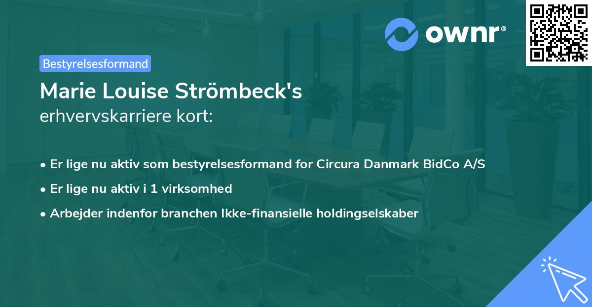 Marie Louise Strömbeck's erhvervskarriere kort