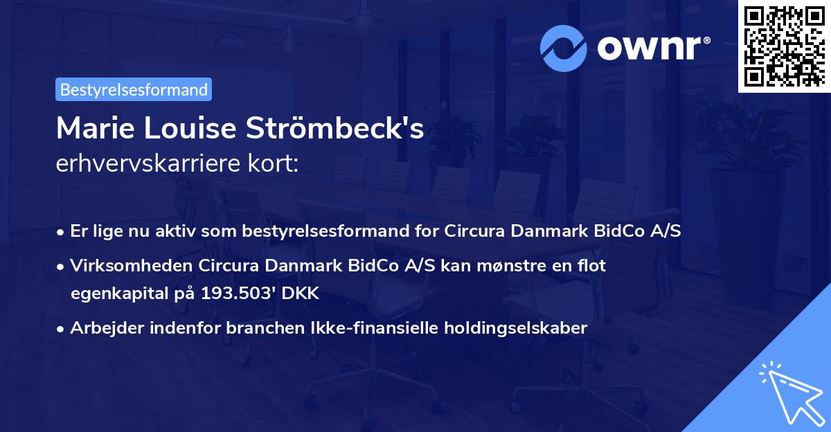 Marie Louise Strömbeck's erhvervskarriere kort