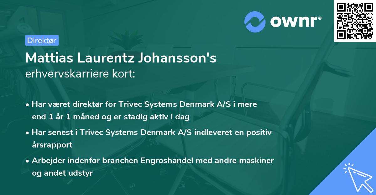 Mattias Laurentz Johansson's erhvervskarriere kort