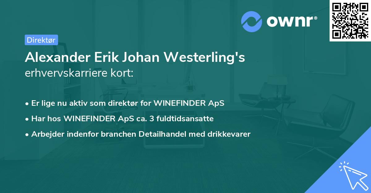 Alexander Erik Johan Westerling's erhvervskarriere kort