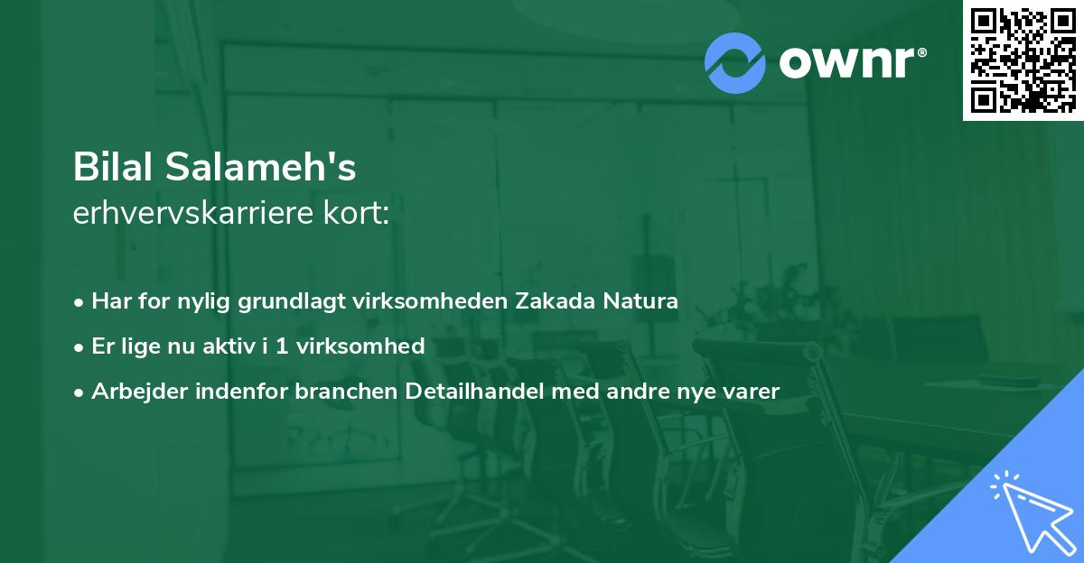 Bilal Salameh's erhvervskarriere kort