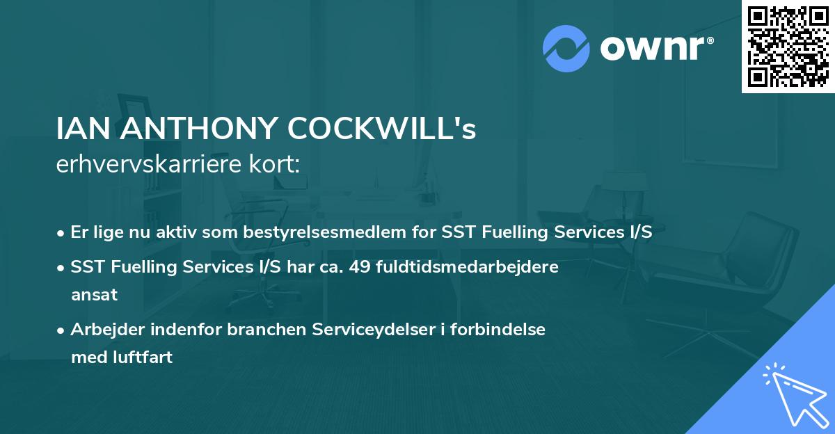 IAN ANTHONY COCKWILL's erhvervskarriere kort