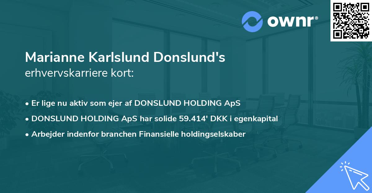 Marianne Karlslund Donslund's erhvervskarriere kort