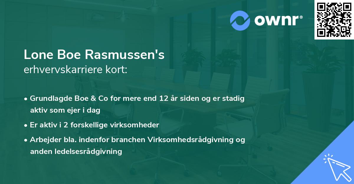 Lone Boe Rasmussen's erhvervskarriere kort