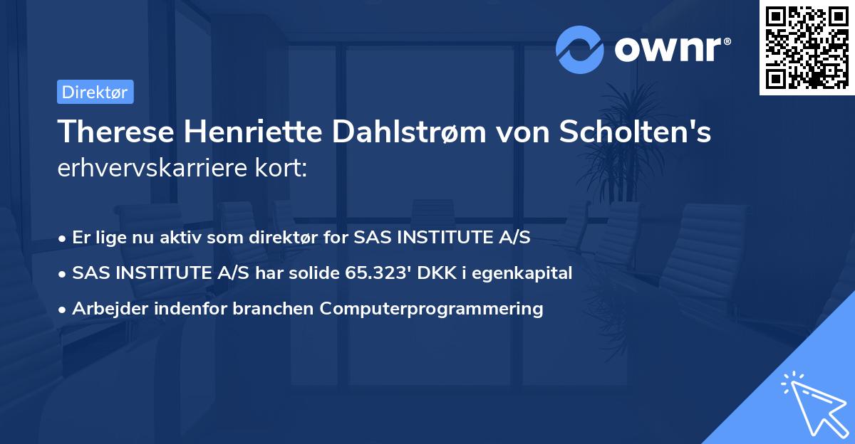 Therese Henriette Dahlstrøm von Scholten's erhvervskarriere kort