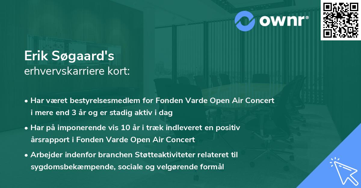 Erik Søgaard's erhvervskarriere kort