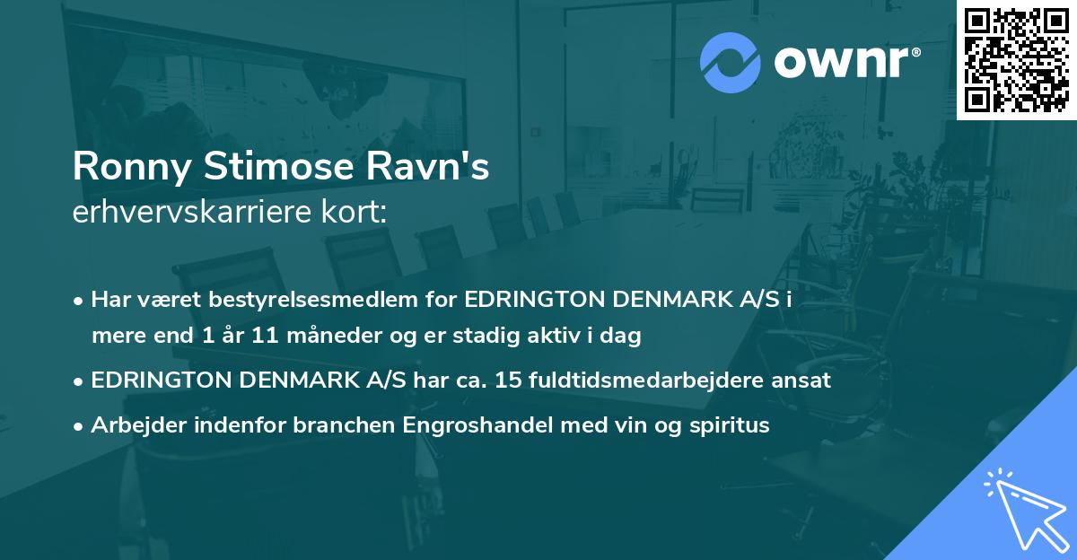 Ronny Stimose Ravn's erhvervskarriere kort