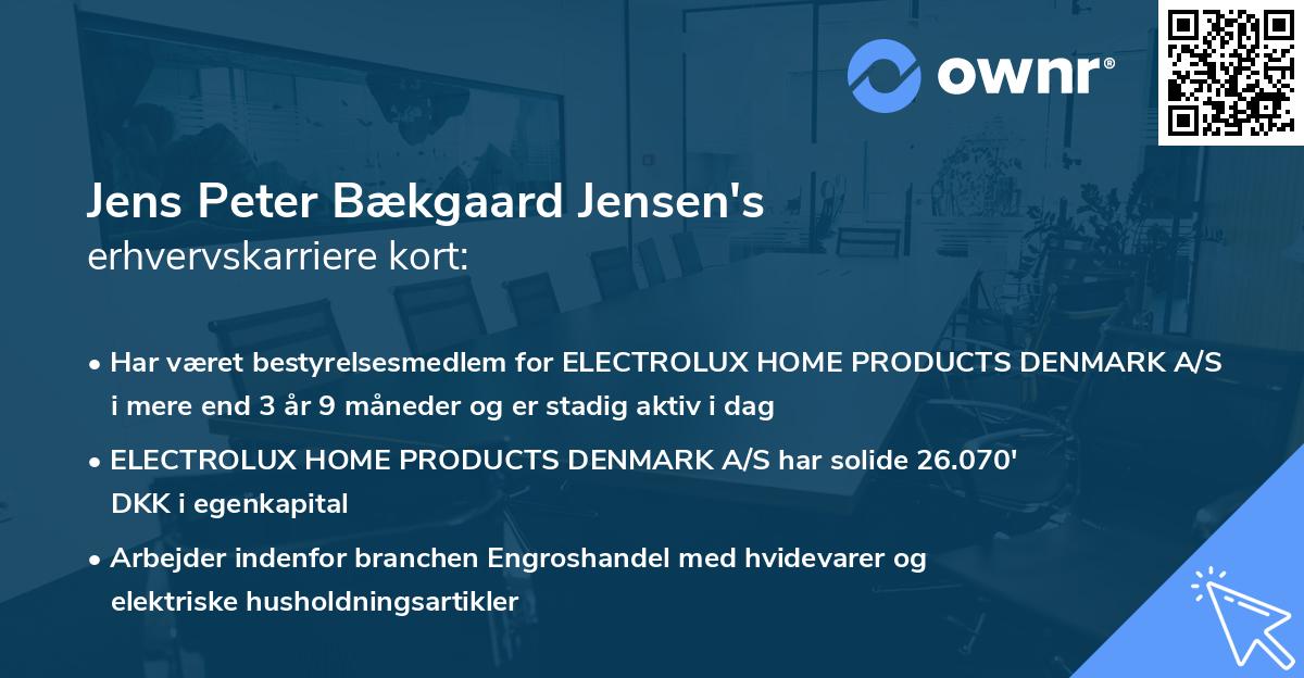 Jens Peter Bækgaard Jensen's erhvervskarriere kort