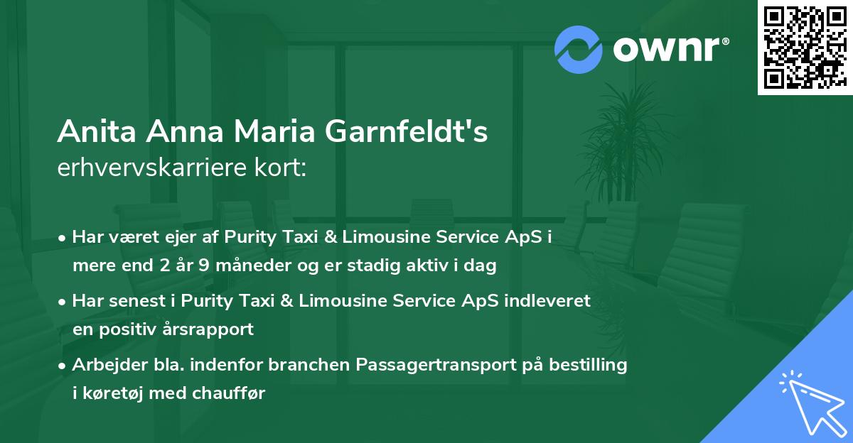 Anita Anna Maria Garnfeldt's erhvervskarriere kort
