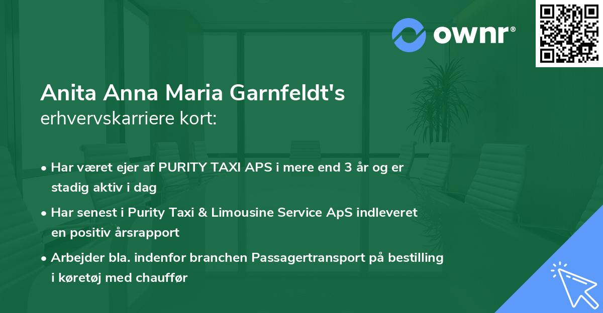 Anita Anna Maria Garnfeldt's erhvervskarriere kort