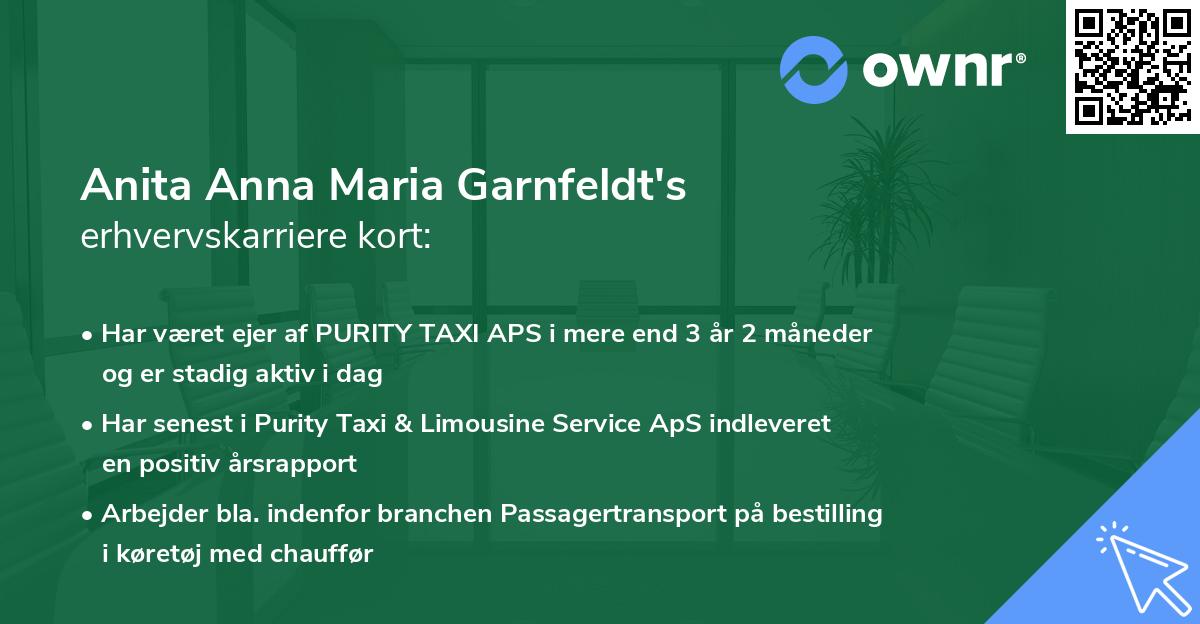 Anita Anna Maria Garnfeldt's erhvervskarriere kort