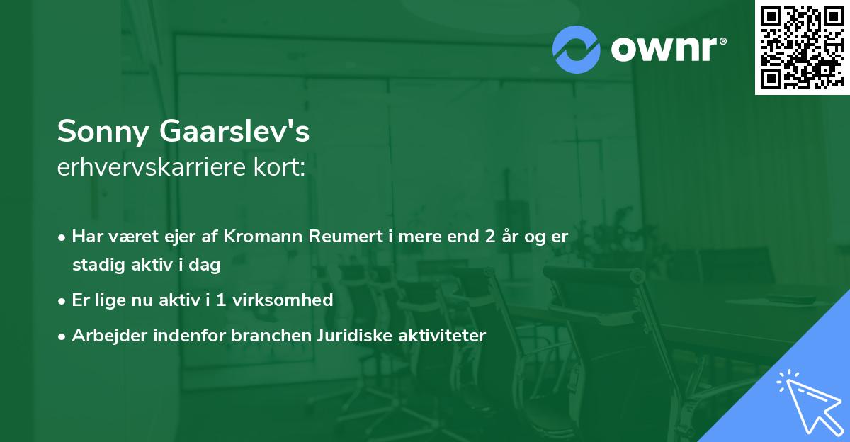 Sonny Gaarslev's erhvervskarriere kort
