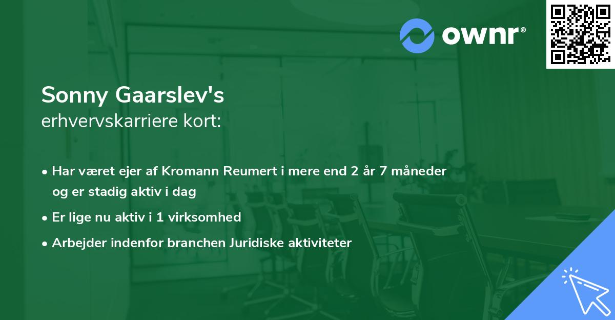 Sonny Gaarslev's erhvervskarriere kort