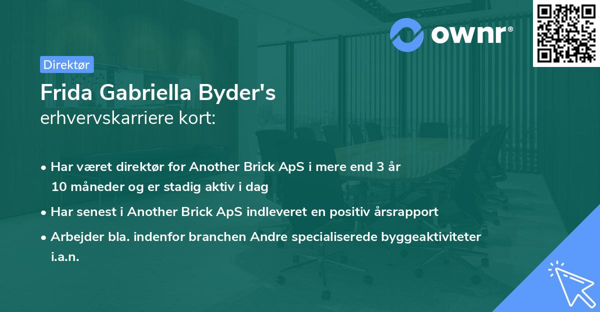Frida Gabriella Byder's erhvervskarriere kort