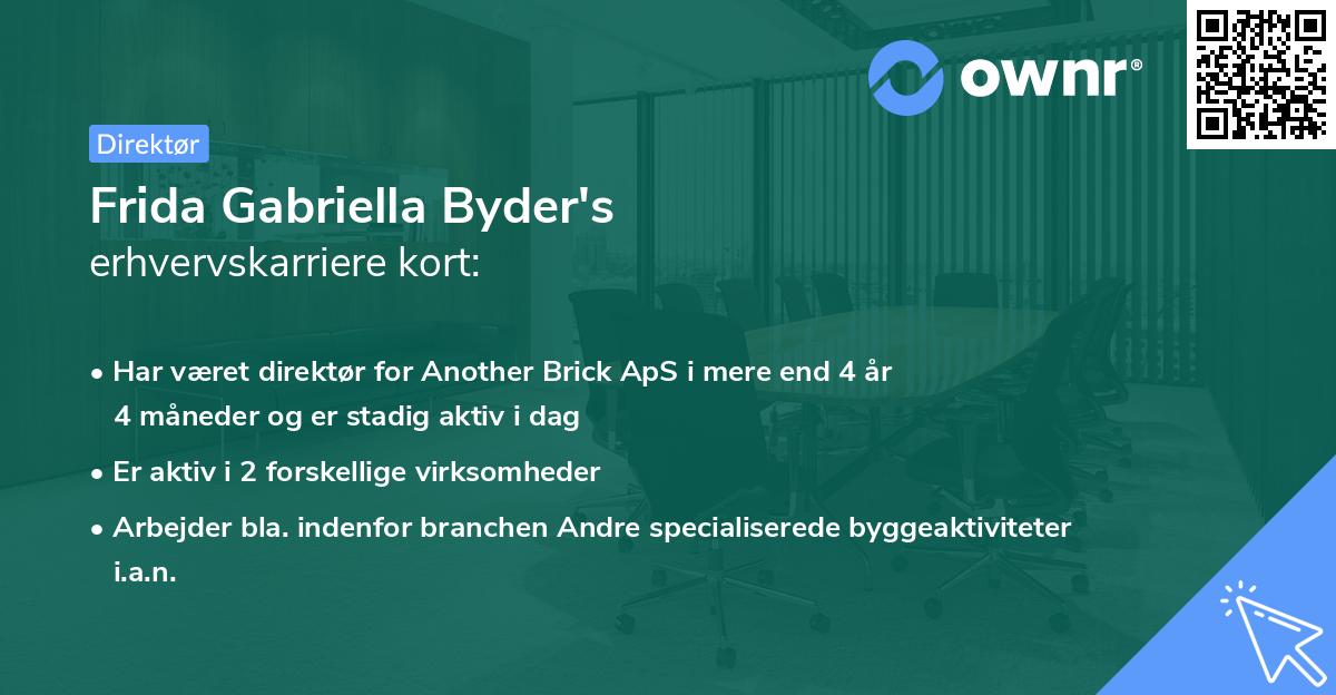 Frida Gabriella Byder's erhvervskarriere kort