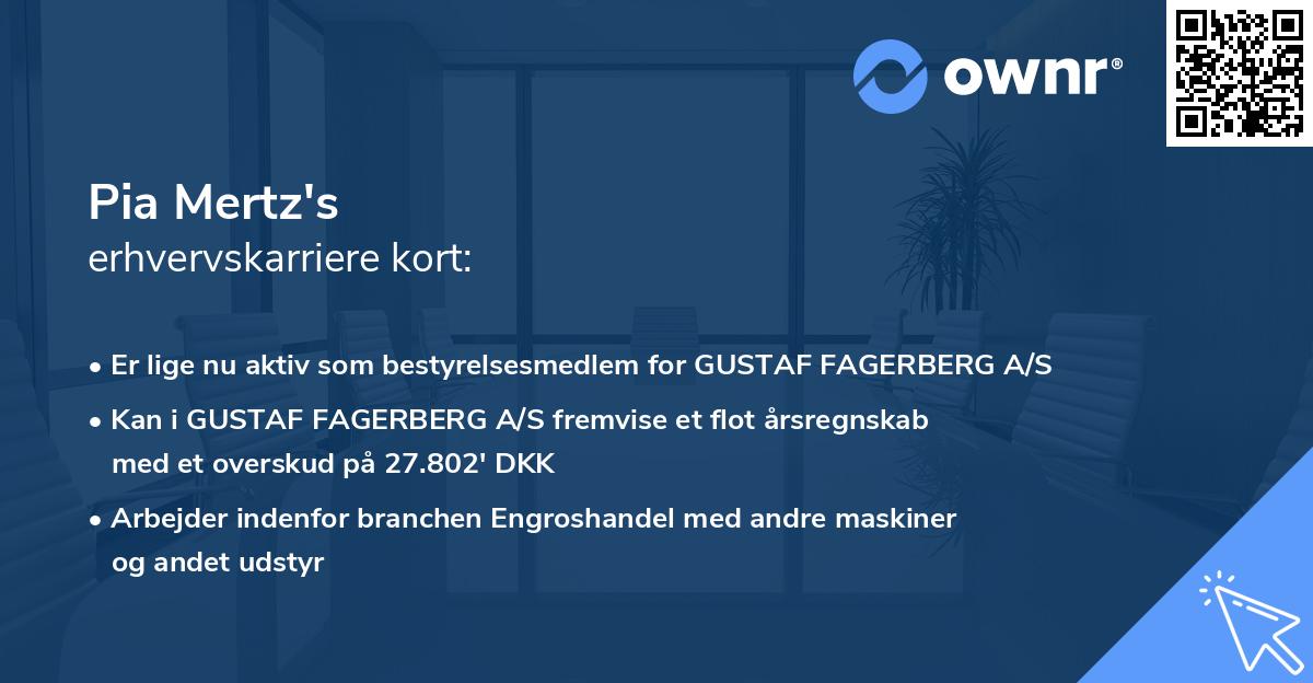 Pia Mertz's erhvervskarriere kort