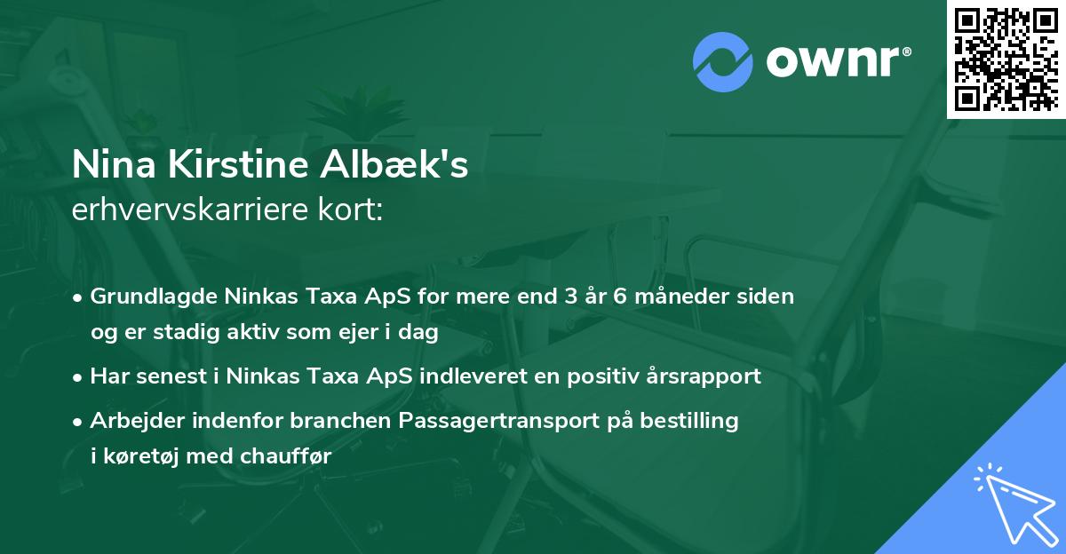 Nina Kirstine Albæk's erhvervskarriere kort