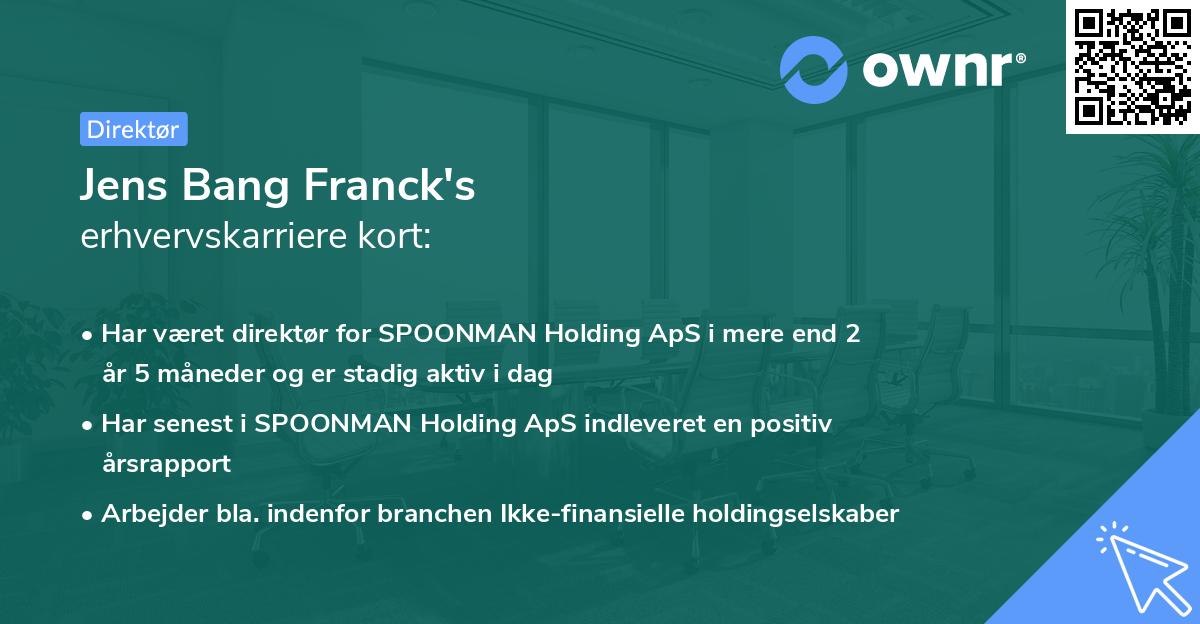 Jens Bang Franck's erhvervskarriere kort
