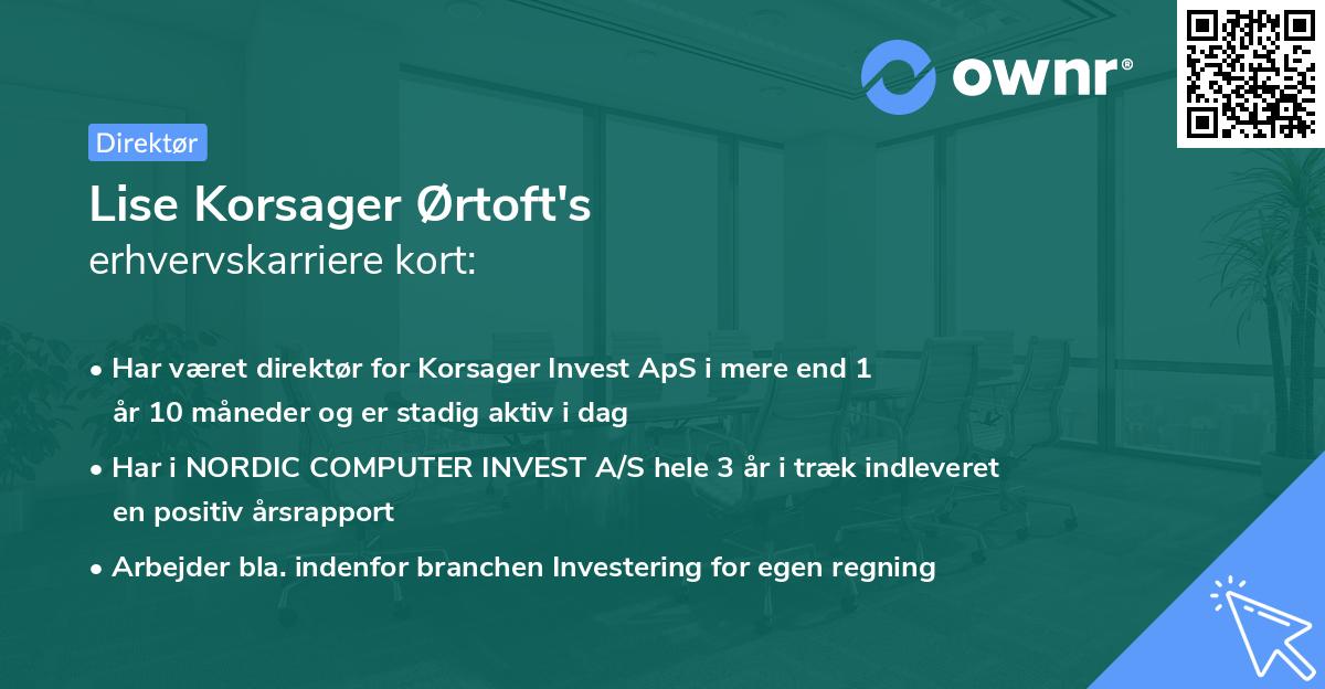 Lise Korsager Ørtoft's erhvervskarriere kort