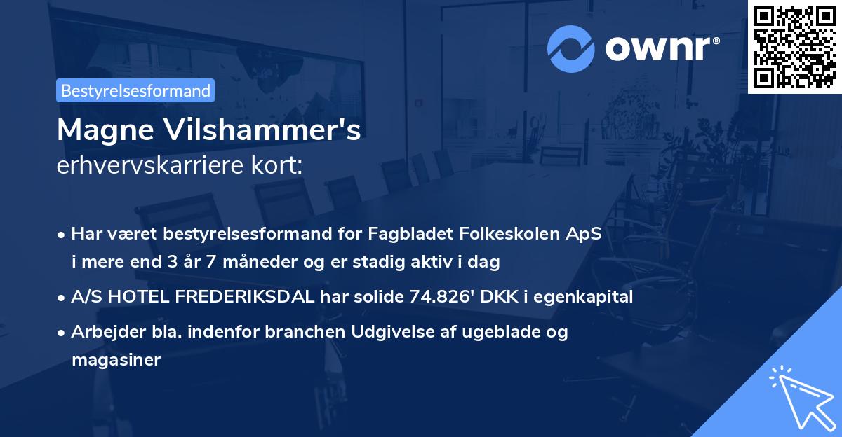 Magne Vilshammer's erhvervskarriere kort