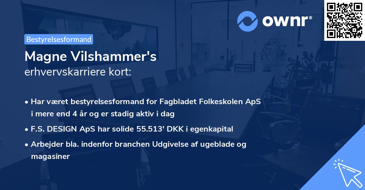 Magne Vilshammer's erhvervskarriere kort