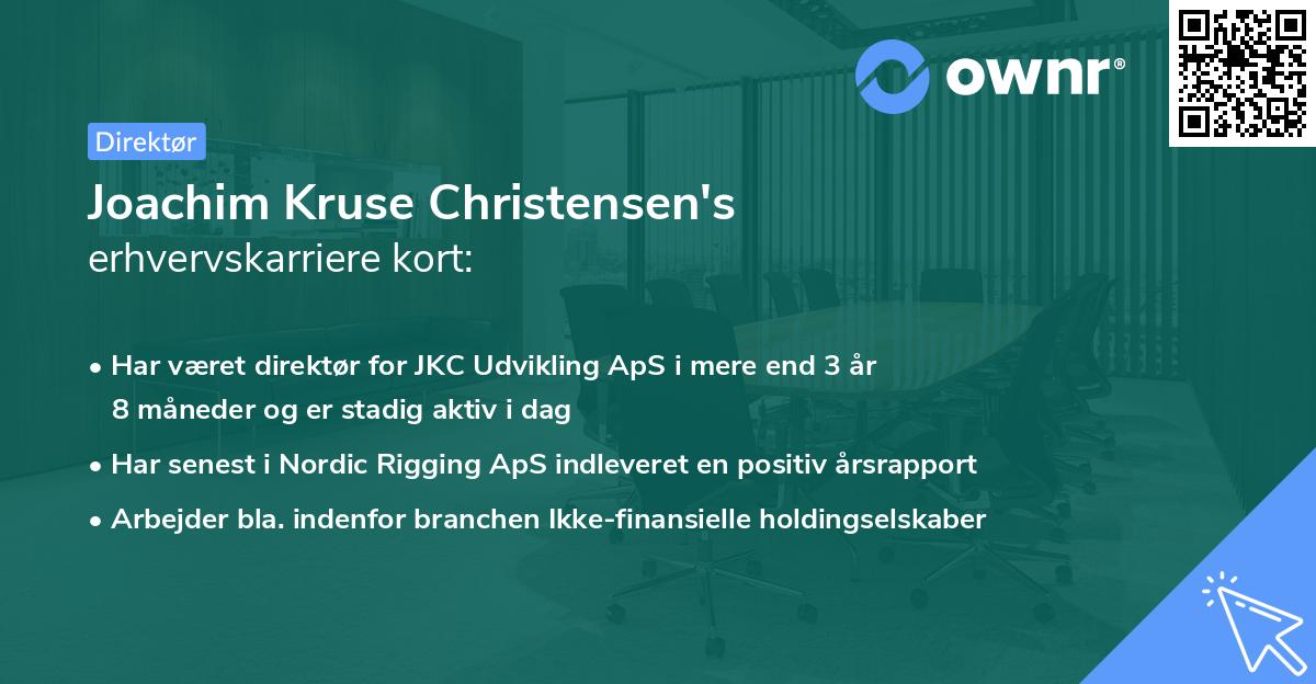 Joachim Kruse Christensen's erhvervskarriere kort