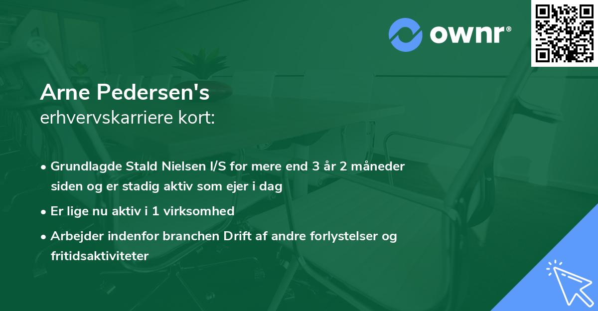 Arne Pedersen's erhvervskarriere kort