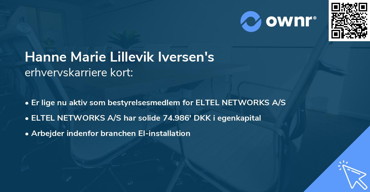 Hanne Marie Lillevik Iversen's erhvervskarriere kort